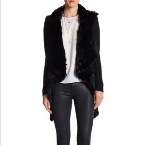 Love Token Black Fur and Sweater Cardigan